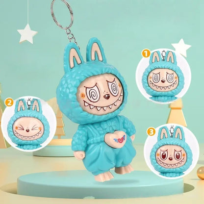 ESTOY Labubu Key chain Expression Change Toy 1pc Random (Labu Face Change) Key Chain