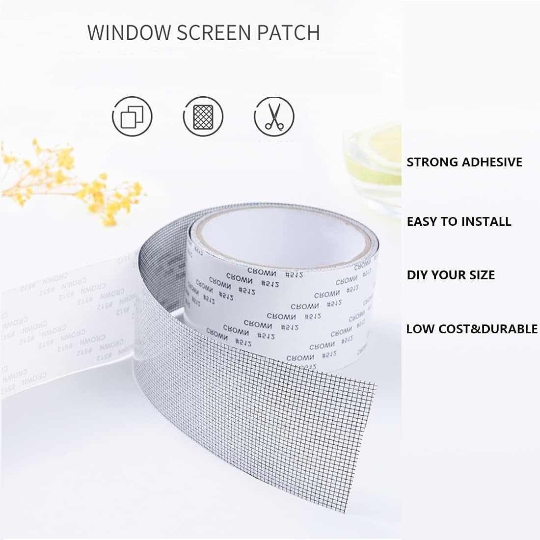 2inx2M Window Screen Repair Tap, Strong Adhesive & Waterproof Window Mosquito net Covering Mesh Tape