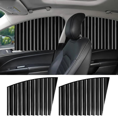 Magnetic Car Curtain Slat Folding Window Sunshade Visor Car Side Window Windshield Sun Protection Slider UV Rays Reflector (Pack of 2, Black)