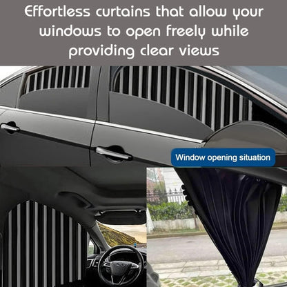Magnetic Car Curtain Slat Folding Window Sunshade Visor Car Side Window Windshield Sun Protection Slider UV Rays Reflector (Pack of 2, Black)