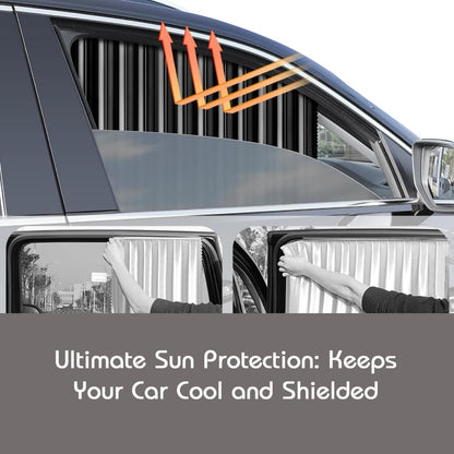 Magnetic Car Curtain Slat Folding Window Sunshade Visor Car Side Window Windshield Sun Protection Slider UV Rays Reflector (Pack of 2, Black)