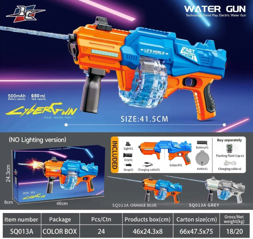 CyberGun Electric Water Blaster – Rechargeable Spray Gun with LED Light & 650ml Tank